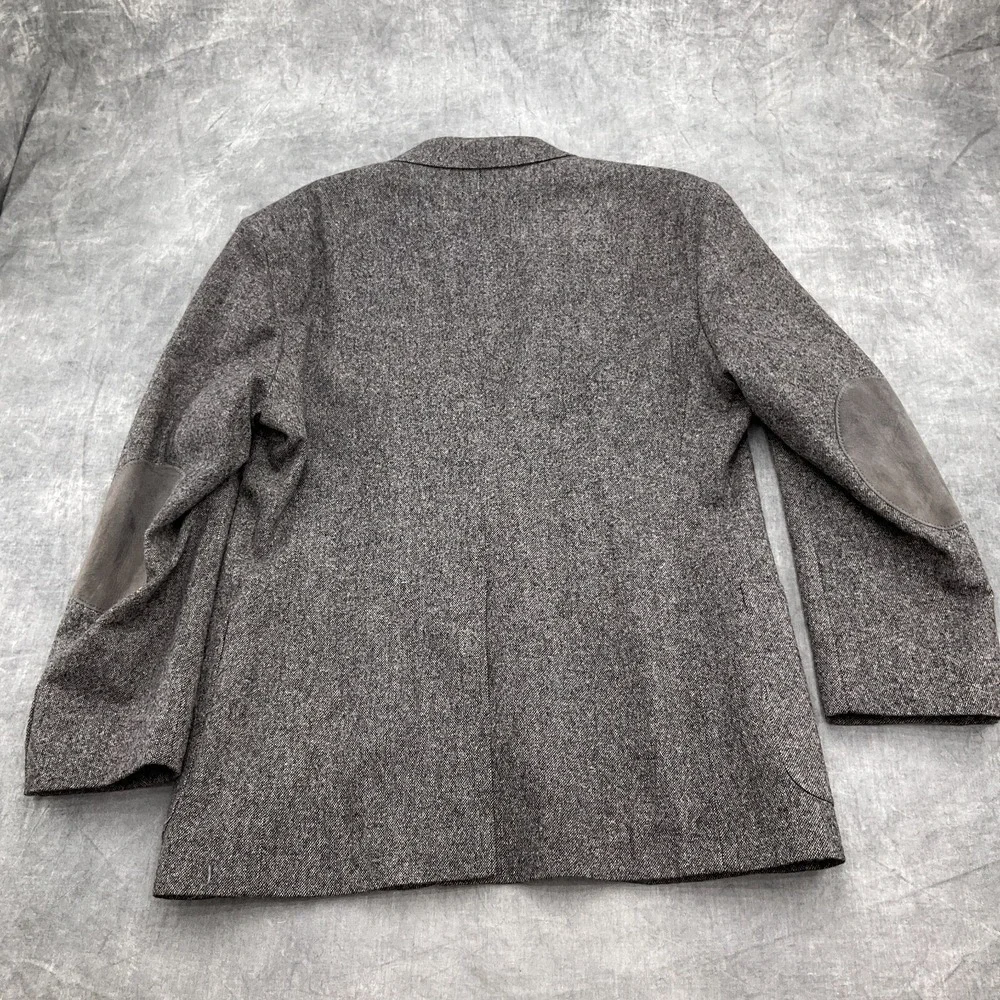 Stafford Blazer Men 42R Gray Multi Wool Tweed Suede Elbow Patch Jacket USA VTG